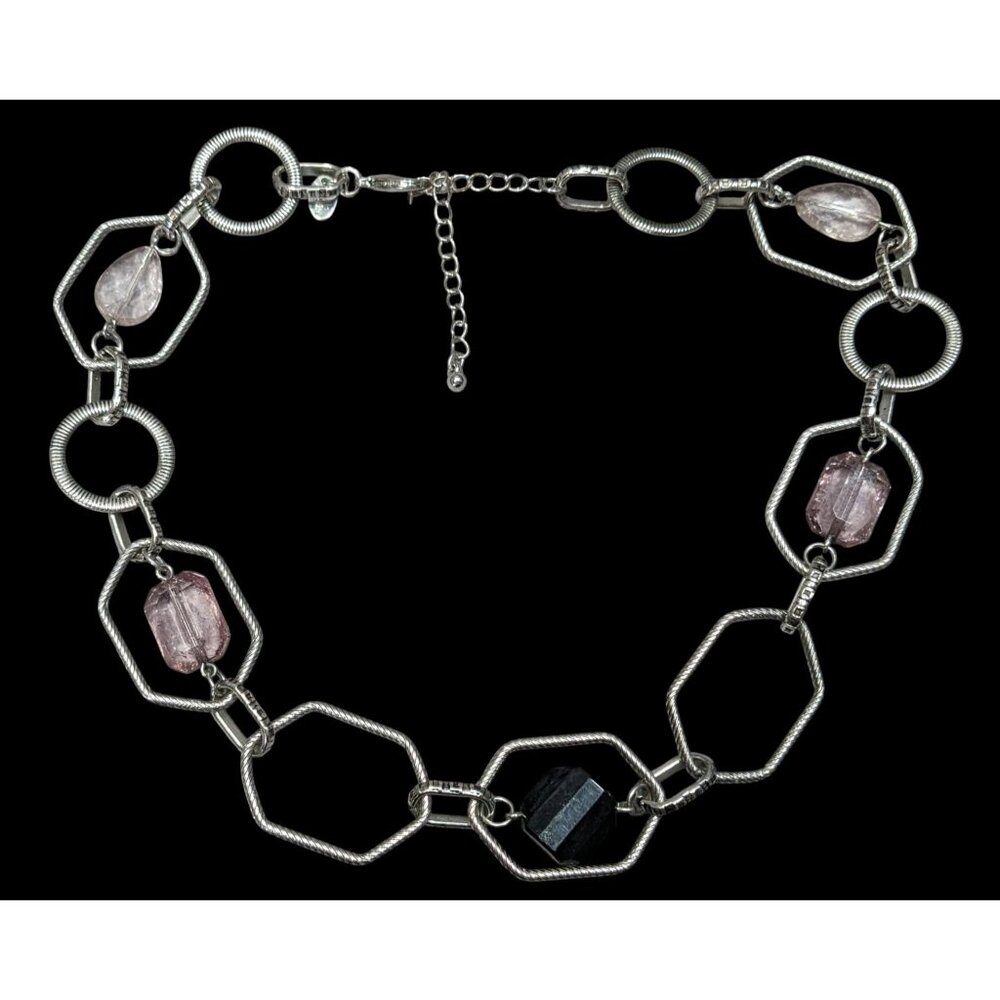 Lia Sophia Vault Black And Lavender Gemmed Chain Necklace